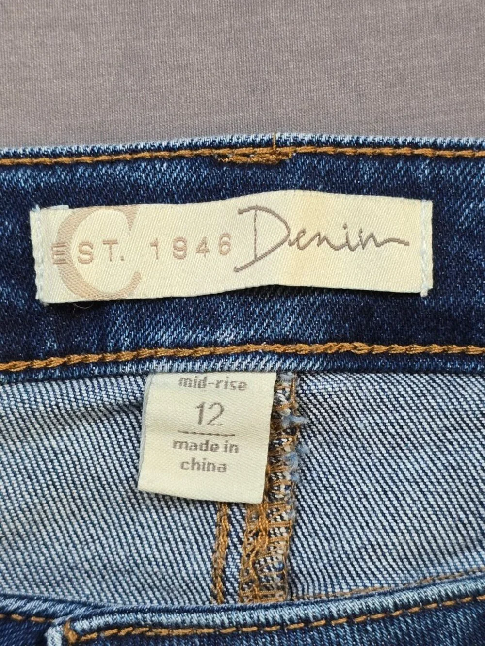 Est 1946 Denim Womens Mid-Rise Blue Jeans Flared Crop Frayed Hem Studded Size 12 - Picture 2 of 5